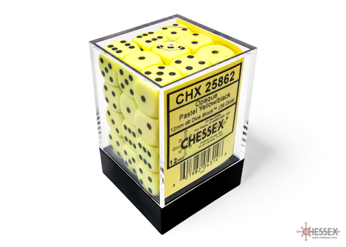 Chessex D6 Dice Brick: Opaque (Pastel Yellow/Black)