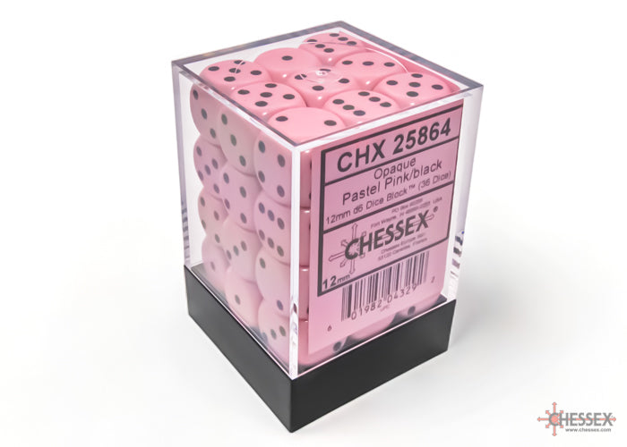 Chessex D6 Dice Brick: Opaque (Pastel Pink/Black)