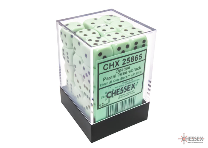 Chessex D6 Dice Brick: Opaque (Pastel Green/Black)
