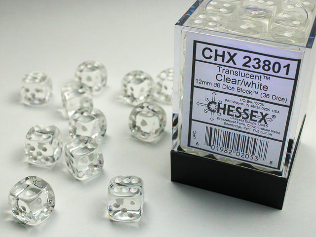Chessex D6 Dice Brick: Translucent (Clear/White)