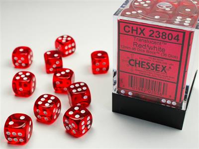 Chessex D6 Dice Brick: Translucent (Red/White)