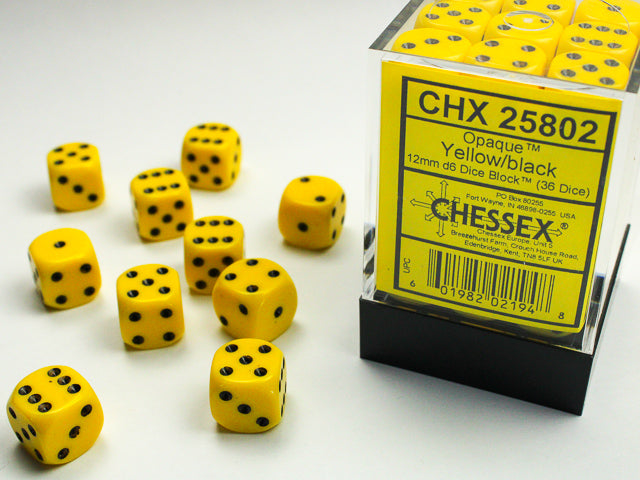 Chessex D6 Dice Brick: Opaque (Yellow/Black)