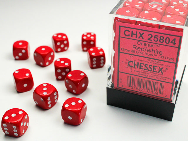 Chessex D6 Dice Brick: Opaque (Red/White)