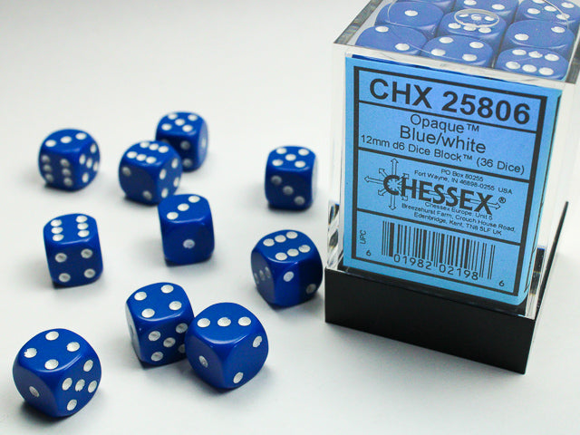 Chessex D6 Dice Brick: Opaque (Blue/White)