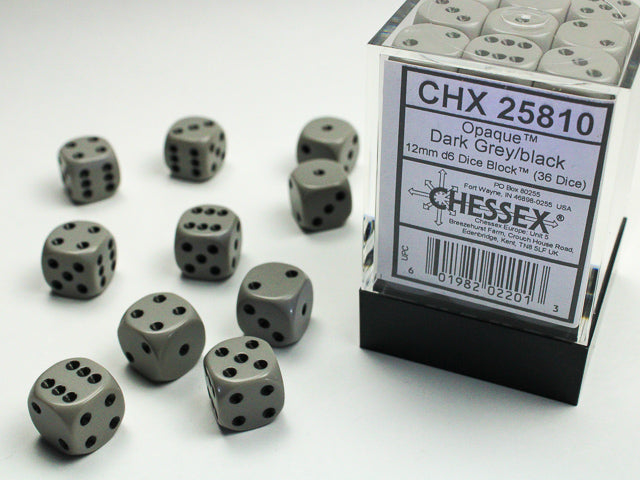 Chessex D6 Dice Brick: Opaque (Dark Grey/Black)