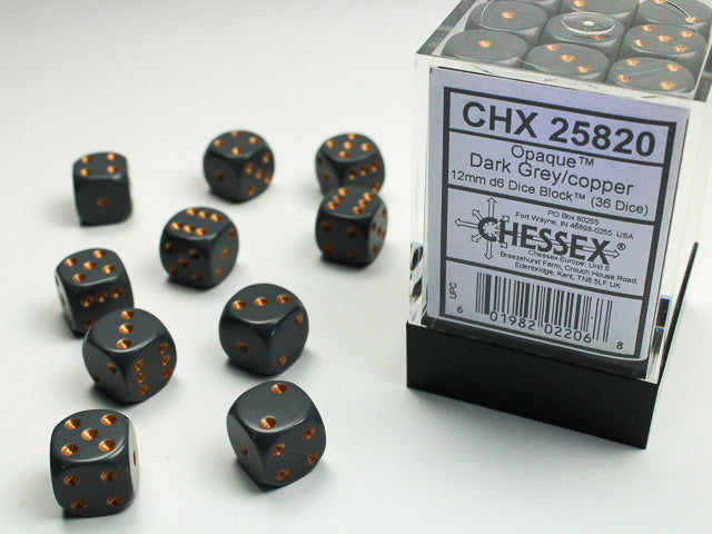 Chessex D6 Dice Brick: Opaque (Dark Grey/Copper)