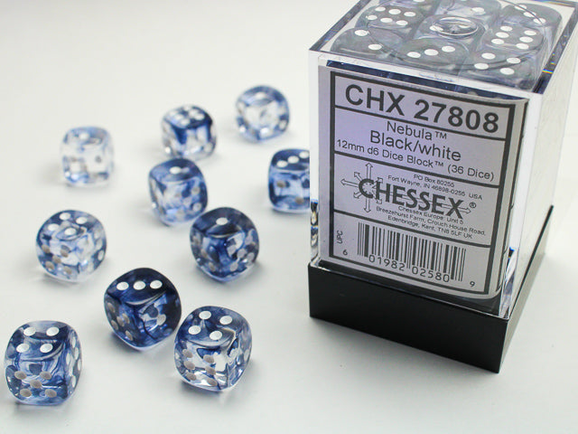 Chessex D6 Dice Brick: Nebula (Black/White)