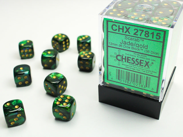 Chessex D6 Dice Brick: Scarab (Jade/Gold)