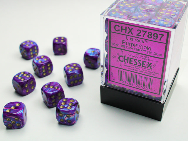 Chessex D6 Dice Brick: Lustrous (Purple/Gold)