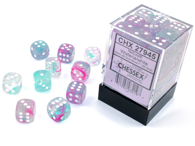Chessex D6 Dice Brick: Nebula Luminary (Wisteria/White)