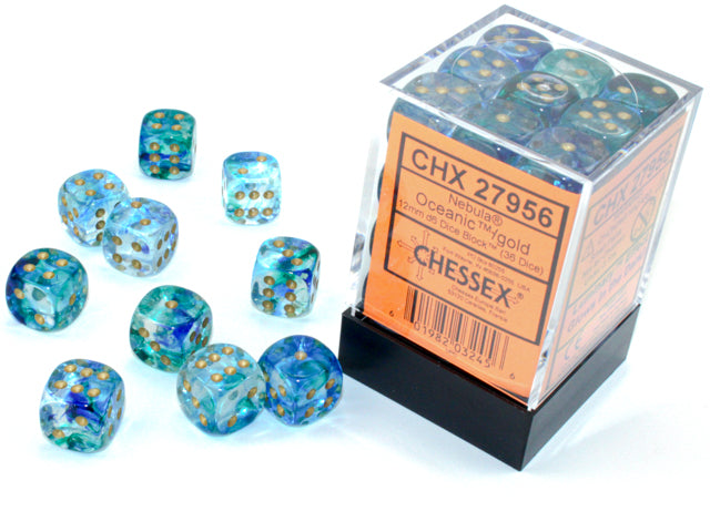 Chessex D6 Dice Brick: Nebula Luminary (Oceanic/Gold)
