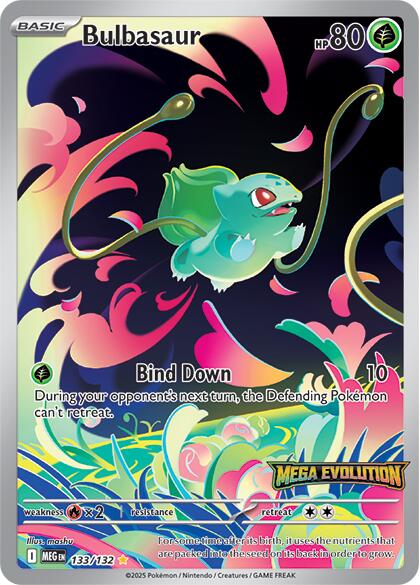 Bulbasaur (133/132) (Mega Evolution Stamped) [Mega Evolution: Base Set –  Board Wipe