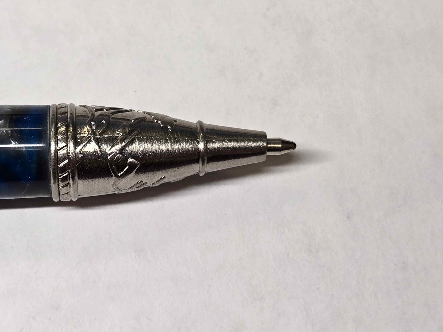 Kunlun Dragon Ballpoint Pen (Antique Nickel - Blue, Black, & Silver Acrylic)