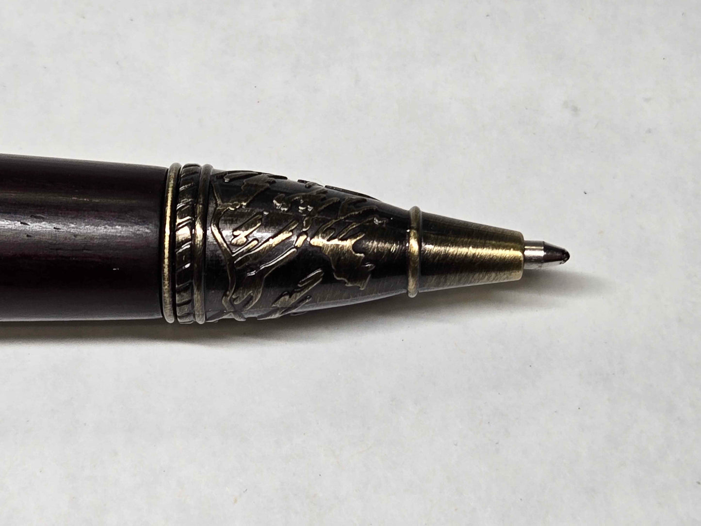 Kunlun Dragon Ballpoint Pen (Antique Brass - Bois de Rose Rare Wood)