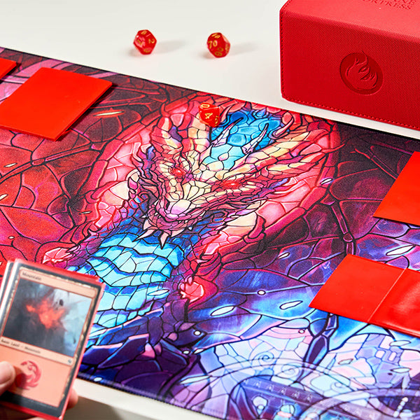 Arcane Fortress Playmat: Stained Glass - Fire & Ice Dragon