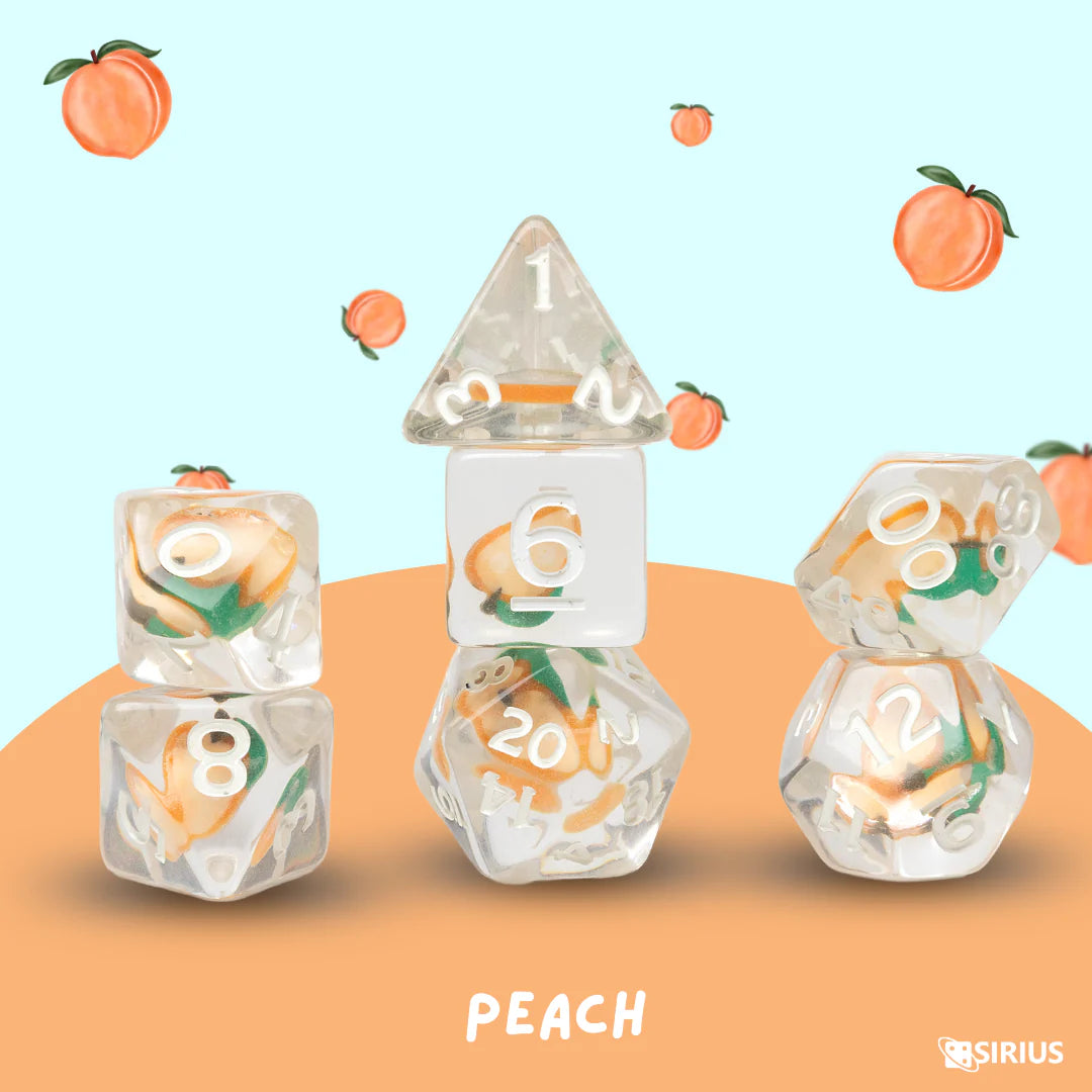 Sirius Polyhedral Dice Set: Fruit Slice Peach