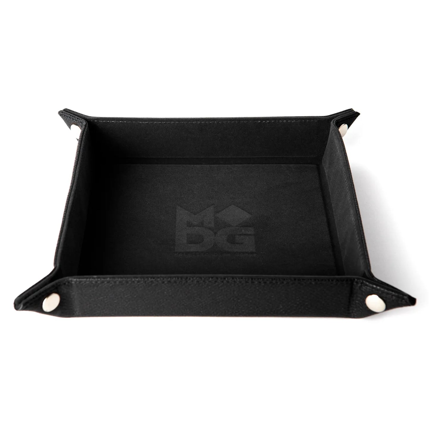 Fanroll Velvet Dice Tray With Leather Backing - Black