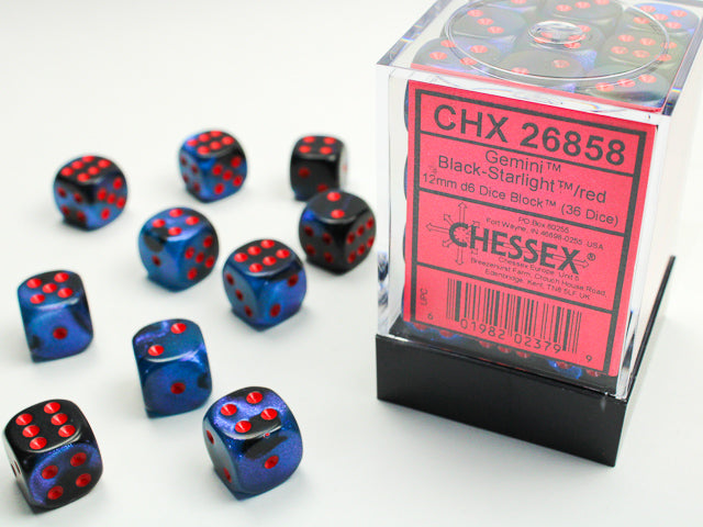 Chessex D6 Dice Brick: Gemini (Black-Starlight/Red)