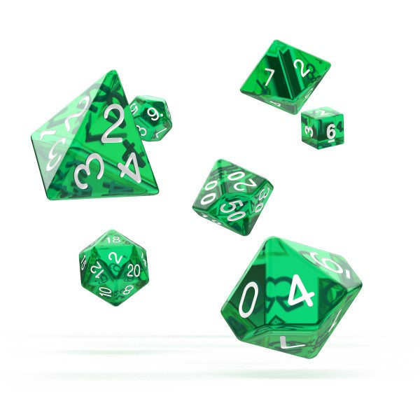 Oakie Doakie RPG Dice Set (7 Dice) - Translucent Green