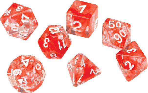 Sirius α Dice Set (7 Dice + Bonus d20) - Transparent Red Cloud