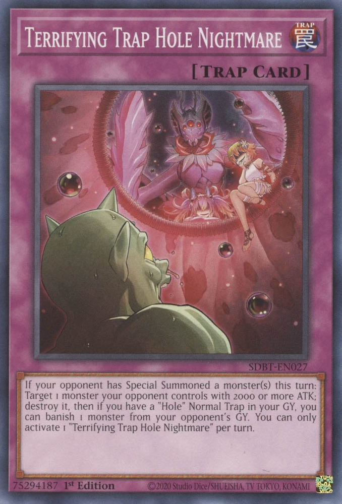 yugioh hole trap cards Terrifying Nightmare [SDBT-EN027] Common Set Name:Eldritch Moon - Black Future Sight Frame Dark Trap Hole (STBL Pokemon Holographic Card Mod