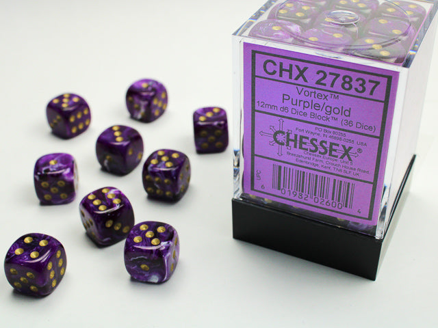 Chessex D6 Dice Brick: Vortex (Purple/Gold)