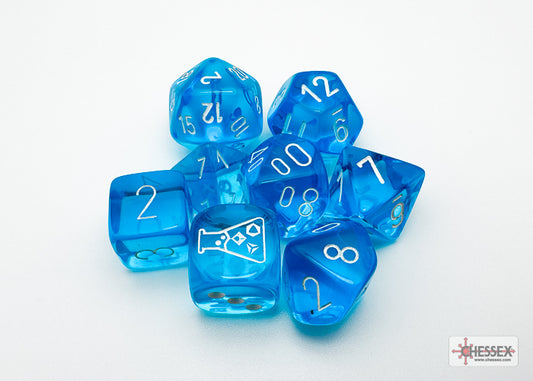 Chessex Polyhedral Lab Dice Set: Translucent (Tropical Blue/White)