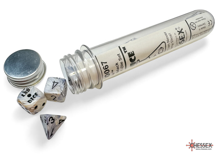 Chessex Polyhedral Lab Dice Set: Marble (Calcite/Black)