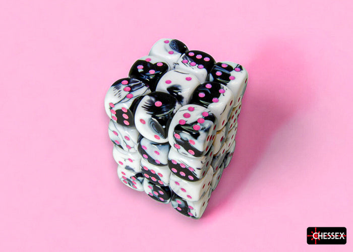 Chessex D6 Dice Brick: Gemini (Black-White/Pink)