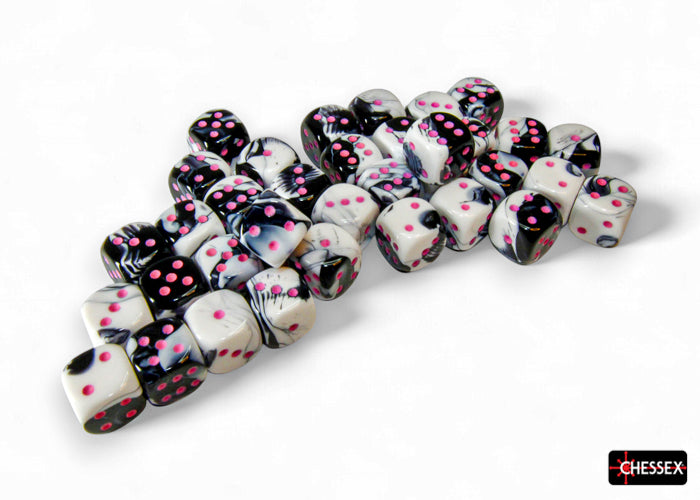 Chessex D6 Dice Brick: Gemini (Black-White/Pink)