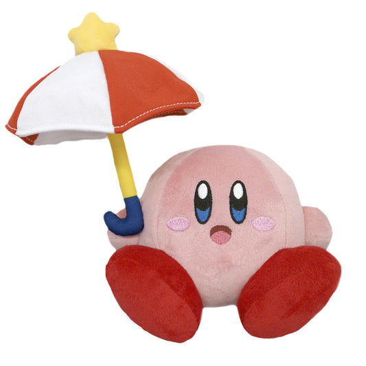 Kirby's Adventure: All Star Collection - Umbrella Parasol Kirby Plush, 7"