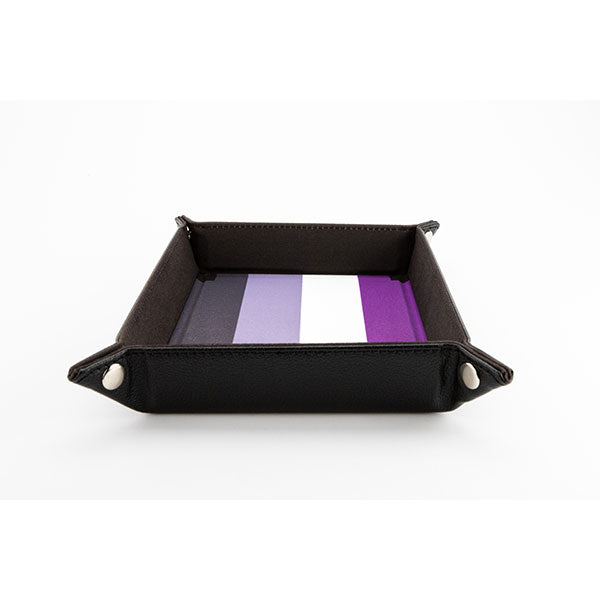 Fanroll Pride Velvet Dice Tray With Leather Backing - Asexual