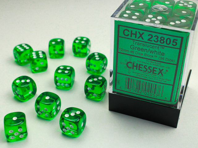 Chessex D6 Dice Brick: Translucent (Green/White)