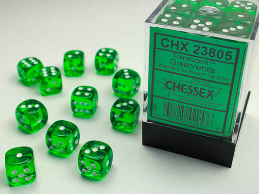 Chessex D6 Dice Brick: Translucent (Green/White)