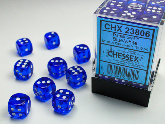 Chessex D6 Dice Brick: Translucent (Blue/White)