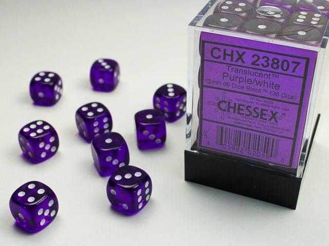 Chessex D6 Dice Brick: Translucent (Purple/White)