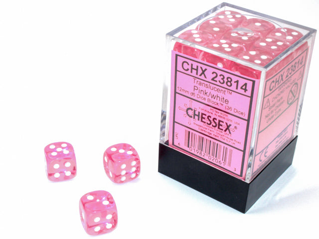 Chessex D6 Dice Brick: Translucent (Pink/White)