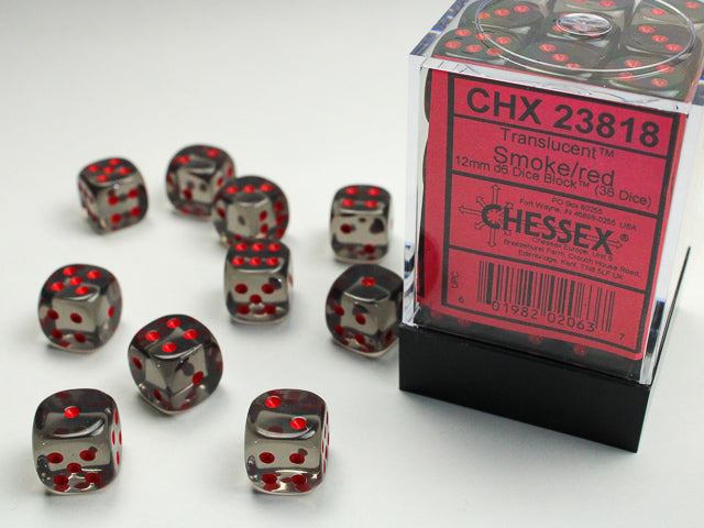 Chessex D6 Dice Brick: Translucent (Smoke/Red)