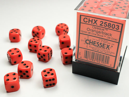 Chessex D6 Dice Brick: Opaque (Orange/Black)