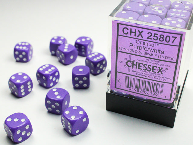 Chessex D6 Dice Brick: Opaque (Purple/White)