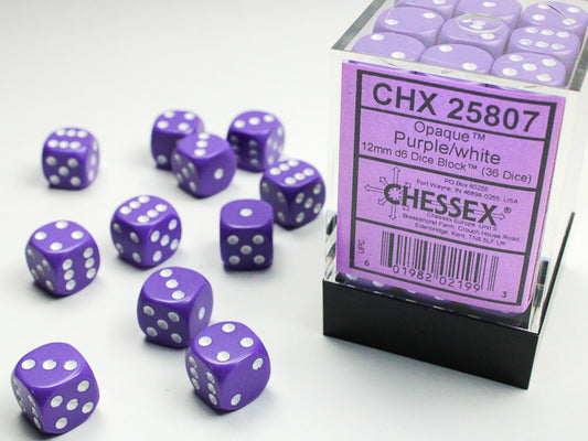 Chessex D6 Dice Brick: Opaque (Purple/White)