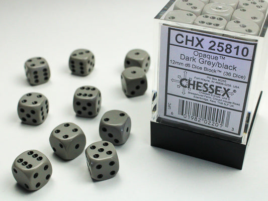 Chessex D6 Dice Brick: Opaque (Dark Grey/Black)