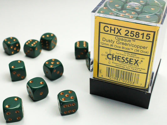 Chessex D6 Dice Brick: Opaque (Dusty Green/Copper)