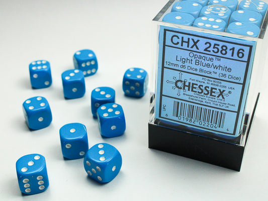 Chessex D6 Dice Brick: Opaque (Light Blue/White)