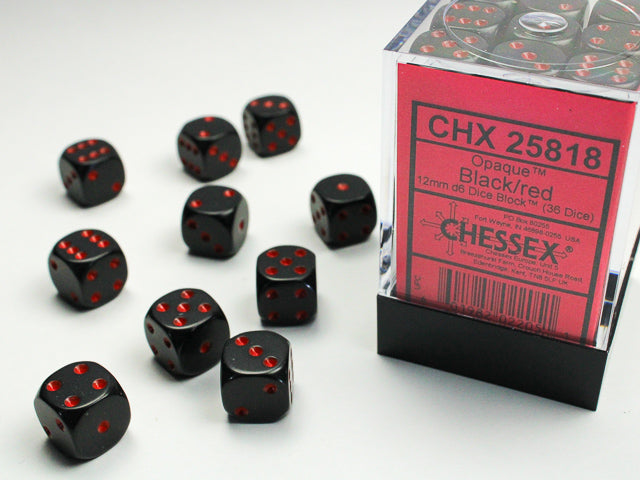 Chessex D6 Dice Brick: Opaque (Black/Red)