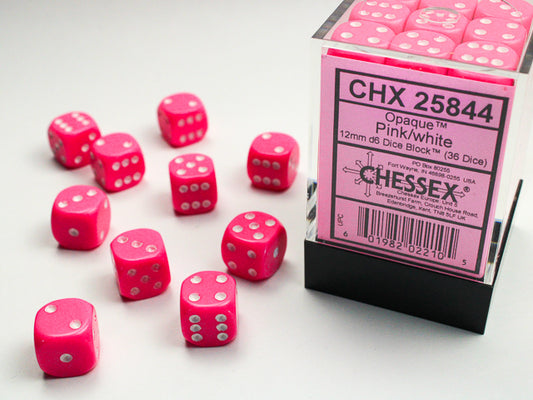Chessex D6 Dice Brick: Opaque (Pink/White)