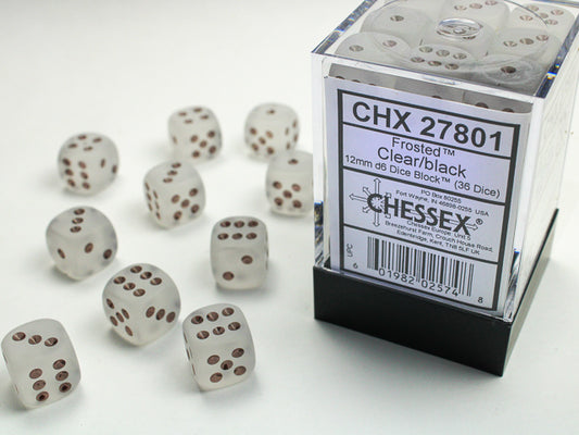 Chessex D6 Dice Brick: Frosted (Clear/Black)