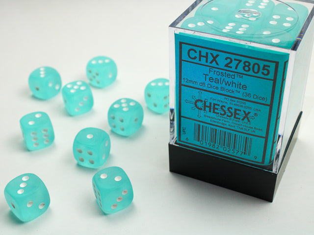 Chessex D6 Dice Brick: Frosted (Teal/White)
