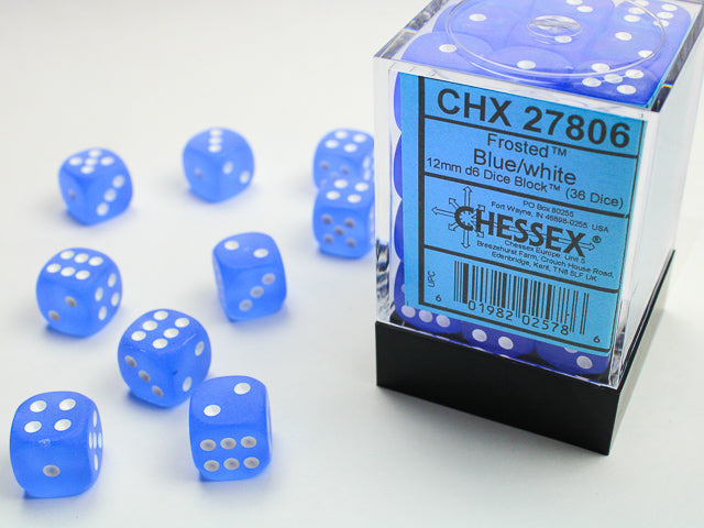 Chessex D6 Dice Brick: Frosted (Blue/White)