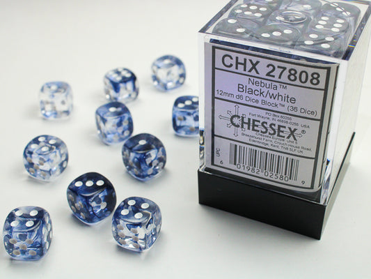Chessex D6 Dice Brick: Nebula (Black/White)